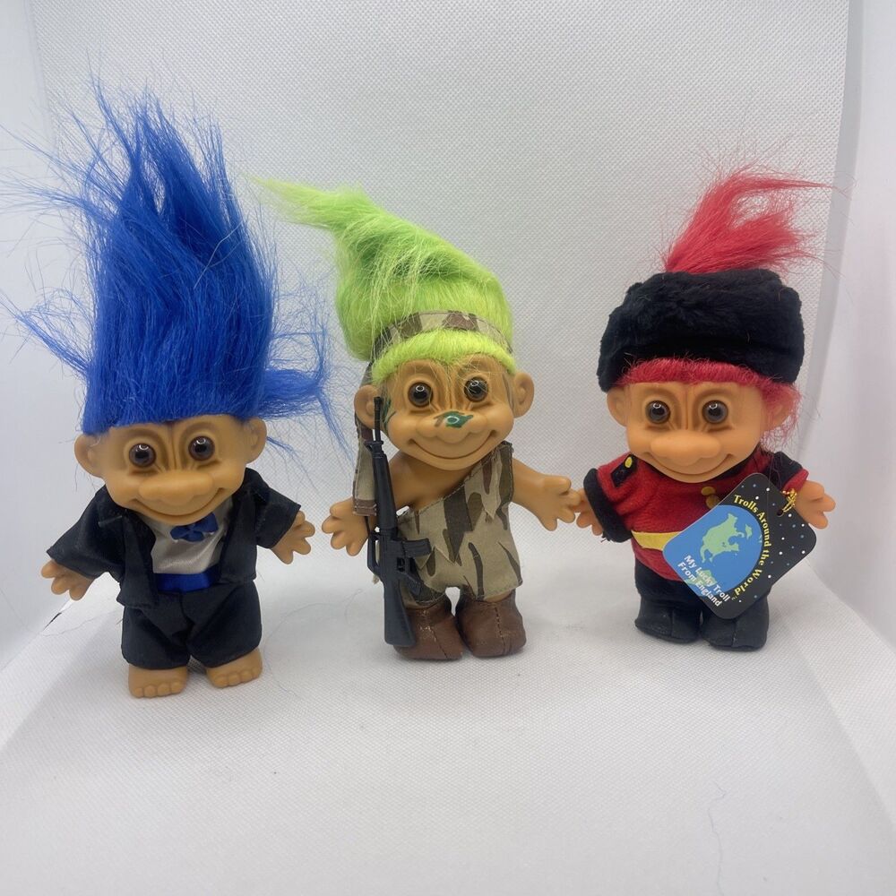 Lot of 3 Trolls - Around The World England Troll Commando & Tuxedo Troll
